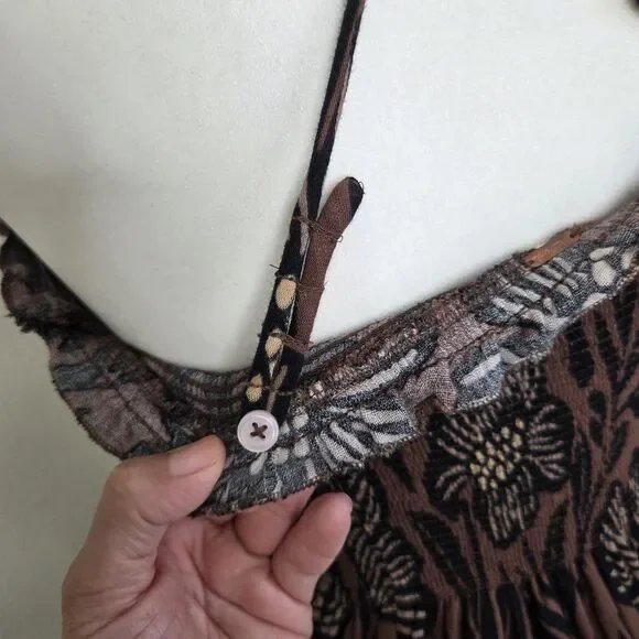 Free People Sweet Nothing Midi/Maxi Dress Women Med Brown Patina Combo Vacation - Picture 13 of 15